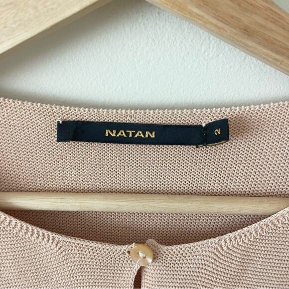 Natan Knit Cardigan Sweater Cropped Women’s size 2 Tan - Picture 3 of 7